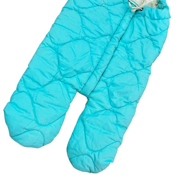 Vintage 70s 80s BabyBag Quilted Infant Bunting Bag Aqua Blue Cozy Snow Suit - Picture 6 of 8